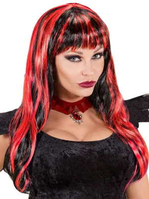 Hallowen Crna Perika s Crvenim Pramenovima