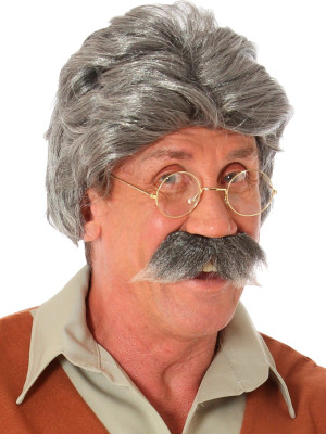 Muška Siva Perika s Brkovima