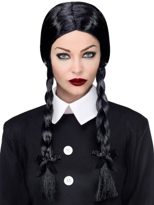 Ženska Crna Perika s Pletenicama - Wednesday